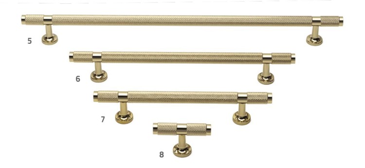uchwyt meblowy T-bar 8996.0008.GL złoty połysk chrom, radełko 6cm