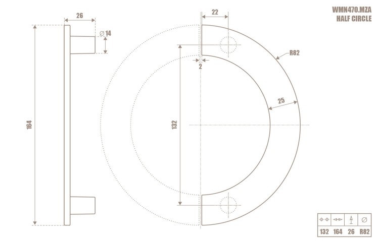 uchwyt meblowy WMN 470.MZA.006C półokrągły złoty mosiądz 16,4 cm.