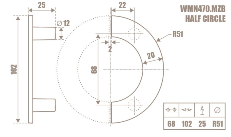 uchwyt meblowy WMN 470.MZB.00N4 półokrągły czarny mat 10,2cm