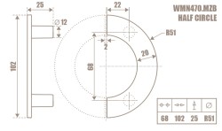 uchwyt meblowy WMN 470.MZB.006C półokrągły złoty mosiądz 10,2 cm.