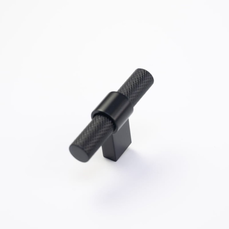 uchwyt meblowy T-bar 8774.0008.AL6 czarny mat, radełko 6cm