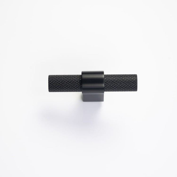 uchwyt meblowy T-bar 8774.0008.AL6 czarny mat, radełko 6cm