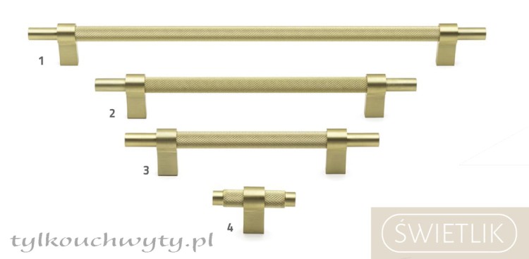 uchwyt meblowy T-bar 8772.0008.BB złoty mosiądz mat, radełko 6cm