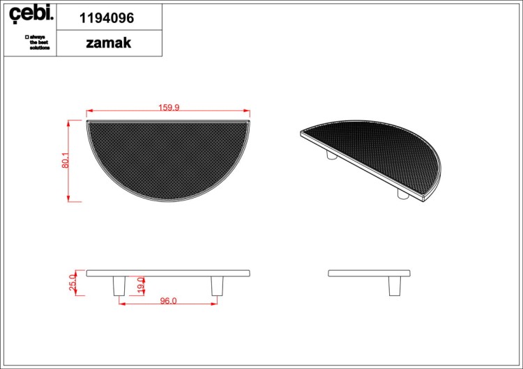 Uchwyt meblowy złoty ciemny, mat. Półokrągły, duży. CEBI 1194.096.MP30 16cm.