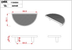 Uchwyt meblowy złoty mosiądz, mat. Półokrągły, mały. CEBI 1194.064.MP35