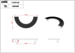 Uchwyt meblowy srebrny połysk, chrom. Półokrągły, duży. CEBI 1194.128.MP02 16cm.