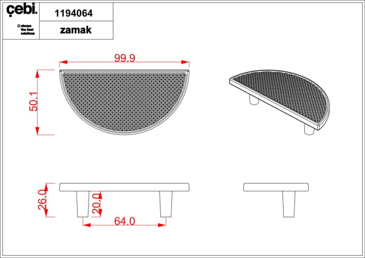 Uchwyt meblowy złoty ciemny, mat. Półokrągły, mały. CEBI 1194.064.MP30
