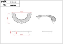 Uchwyt meblowy srebrny połysk, chrom. Półokrągły, duży. CEBI 1193.128.MP02