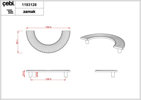 Przejdź do produktu Uchwyt meblowy 1193.128.MP24 czarny, matowy. Półokrągły, duży.  CEBI 