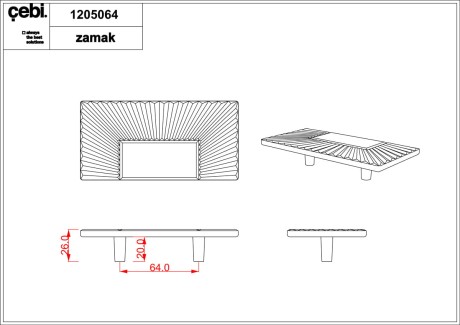 Przejdź do produktu Uchwyt meblowy 1205.064.PC35 złoty matowy, prostokątny, CEBI