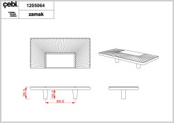 Uchwyt meblowy srebrny połysk, chrom. Prostokąt, pełny, mały.  CEBI 1205.064.MP02