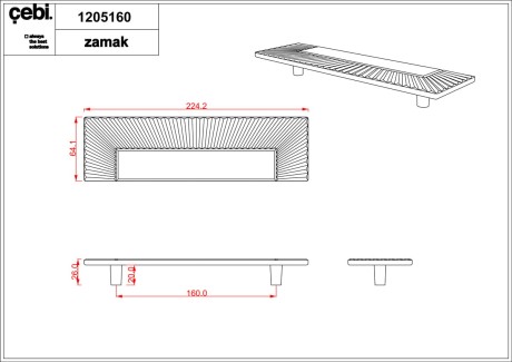 Przejdź do produktu Uchwyt meblowy 1205.160.MP27 antracyt mat, prostokąt CEBI 