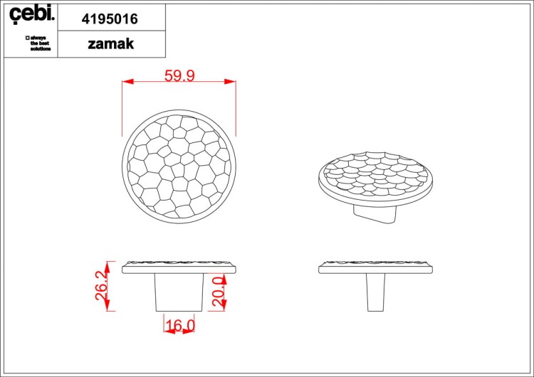 Gałka meblowa mosiądz złota CEBI 4195.016.MP35