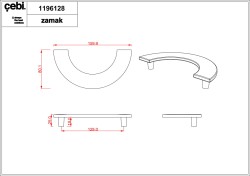 Uchwyt meblowy szczotkowana stal półkole CEBI 1196.128.MP08 16cm.