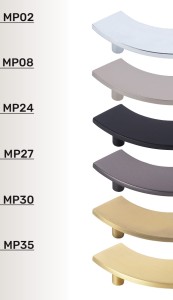 Uchwyt meblowy szczotkowana stal półkole CEBI 1196.128.MP08 16cm.