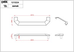 Uchwyt meblowy mosiądz złoty mat.  CEBI 1215.224.MP35
