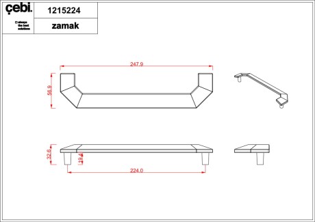 Przejdź do produktu Uchwyt meblowy CEBI 1215.224.MP35 mosiądz złoty mat.  