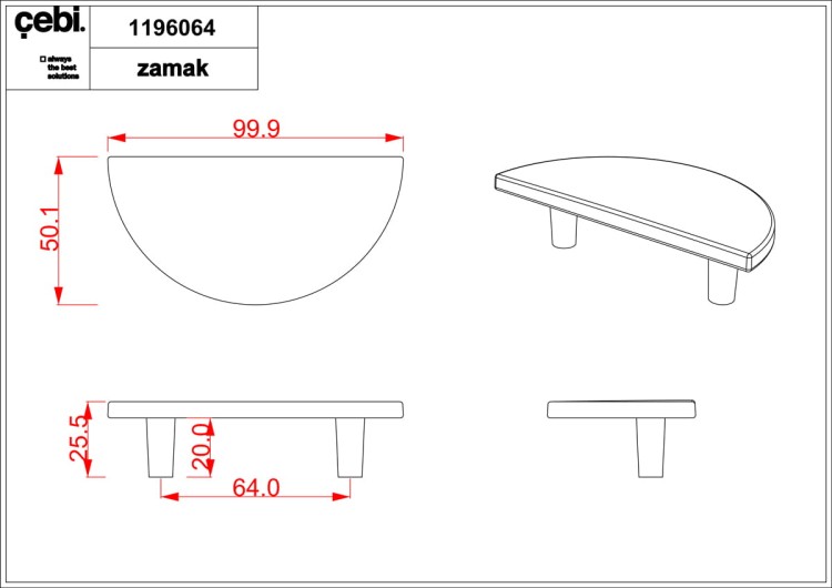 Uchwyt meblowy mosiądz złoty CEBI 1196.064.PC35