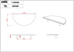 Uchwyt meblowy mosiądz złoty CEBI 1196.096.PC35