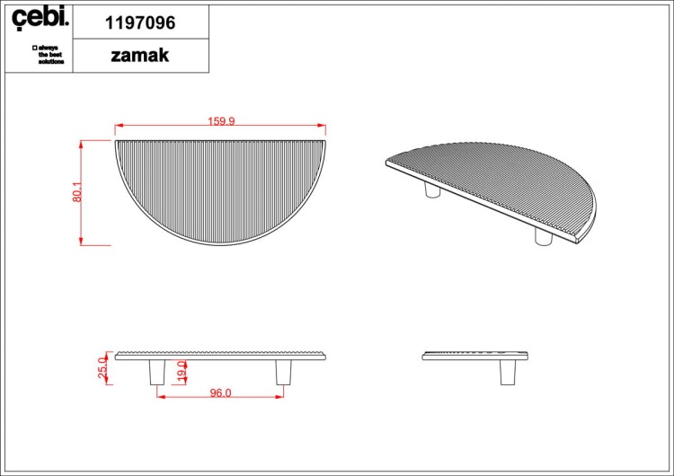 Uchwyt meblowy. mosiądz złoty mat, półkole duże CEBI 1197.096.PC35