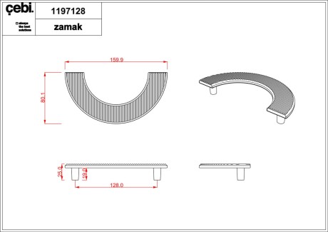 Przejdź do produktu Uchwyt meblowy 1197.128.PC35 16cm. złoty mat półkole duże CEBI