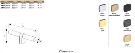 Przejdź do produktu Uchwyt meblowy T-bar  CEBI 4241.10.016.MP11 złoty chrom