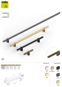 Uchwyt meblowy mosiądz złoty mat CEBI 1264.20.224.MP35 34 cm