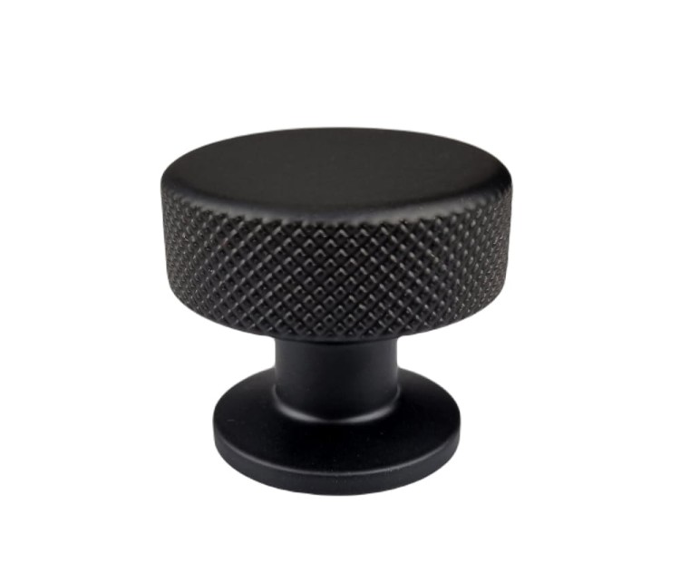 Gałka meblowa czarny mat radełkowana 35mm. CEBI 4254.002.MP24