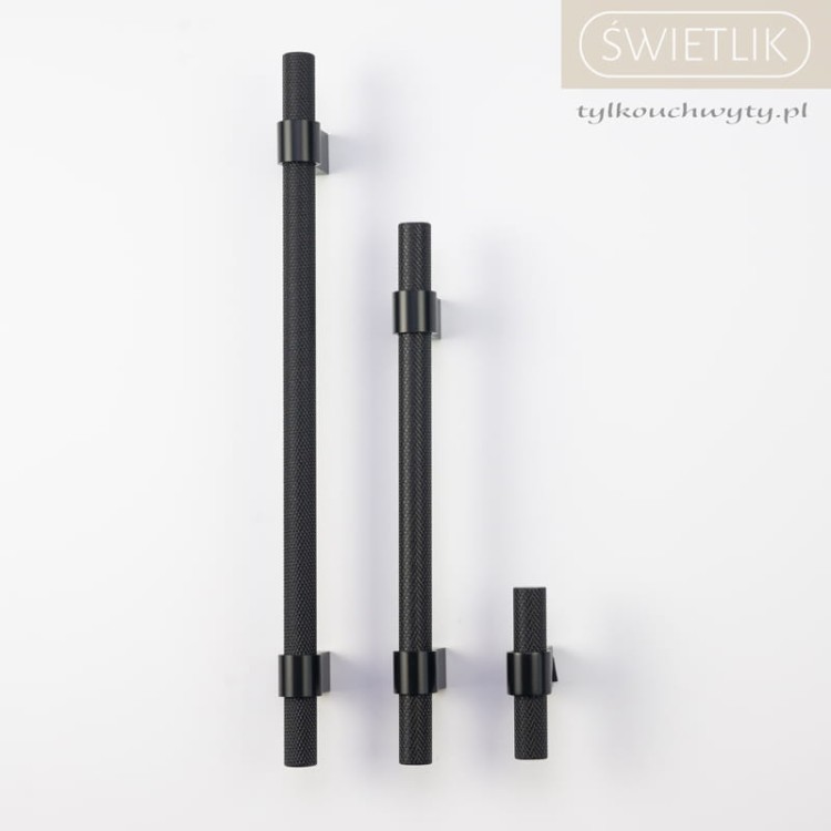 uchwyt meblowy 8774.0192.AL6 czarny mat, radełko 25,7cm